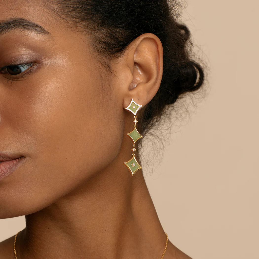 Aventurine Chain Earrings - Image 3