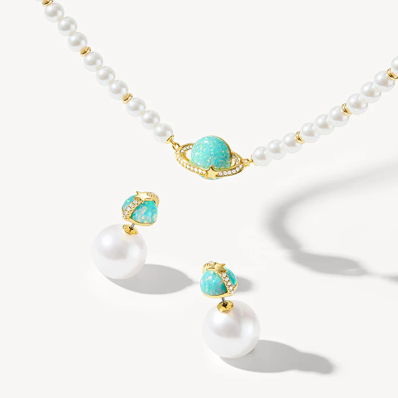 Heliocentric Freshwater Pearl Opal Necklace - Image 4
