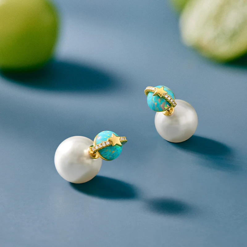 Heliocentric Pearl Opal Earrings - Image 3