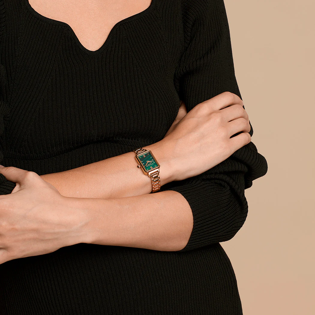 Rose Gold Malachite Textured Watch - Image 3