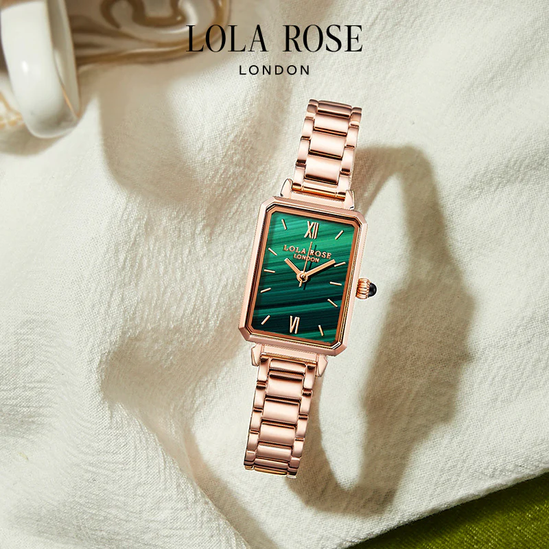 Rose Gold Malachite Textured Watch - Image 4