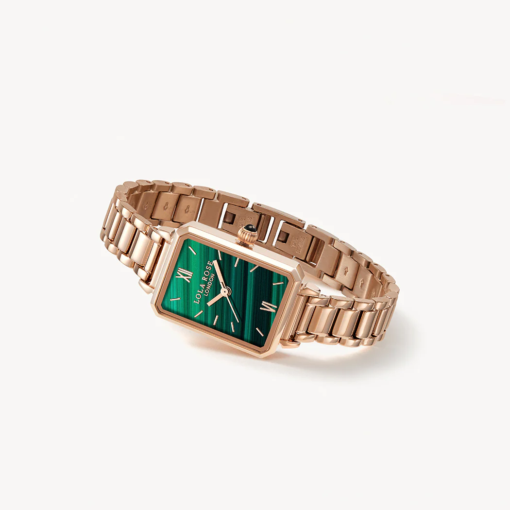 Rose Gold Malachite Textured Watch - Image 5