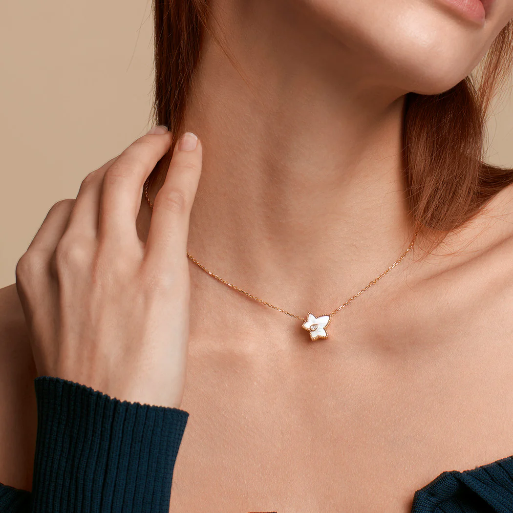 Cube Mother of Pearl Watch & Bead Necklace Gift Set - Image 3