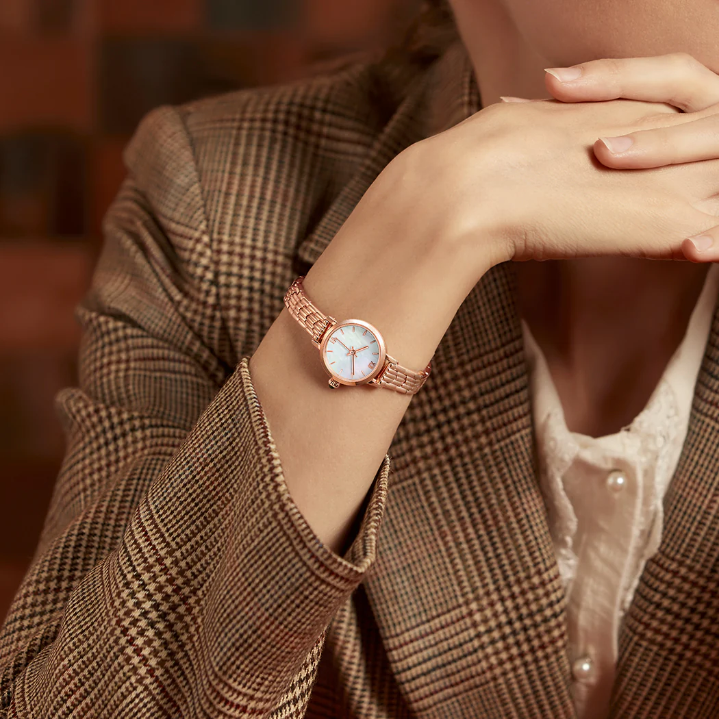 Rose Gold Mother of Pearl Watch - Image 3