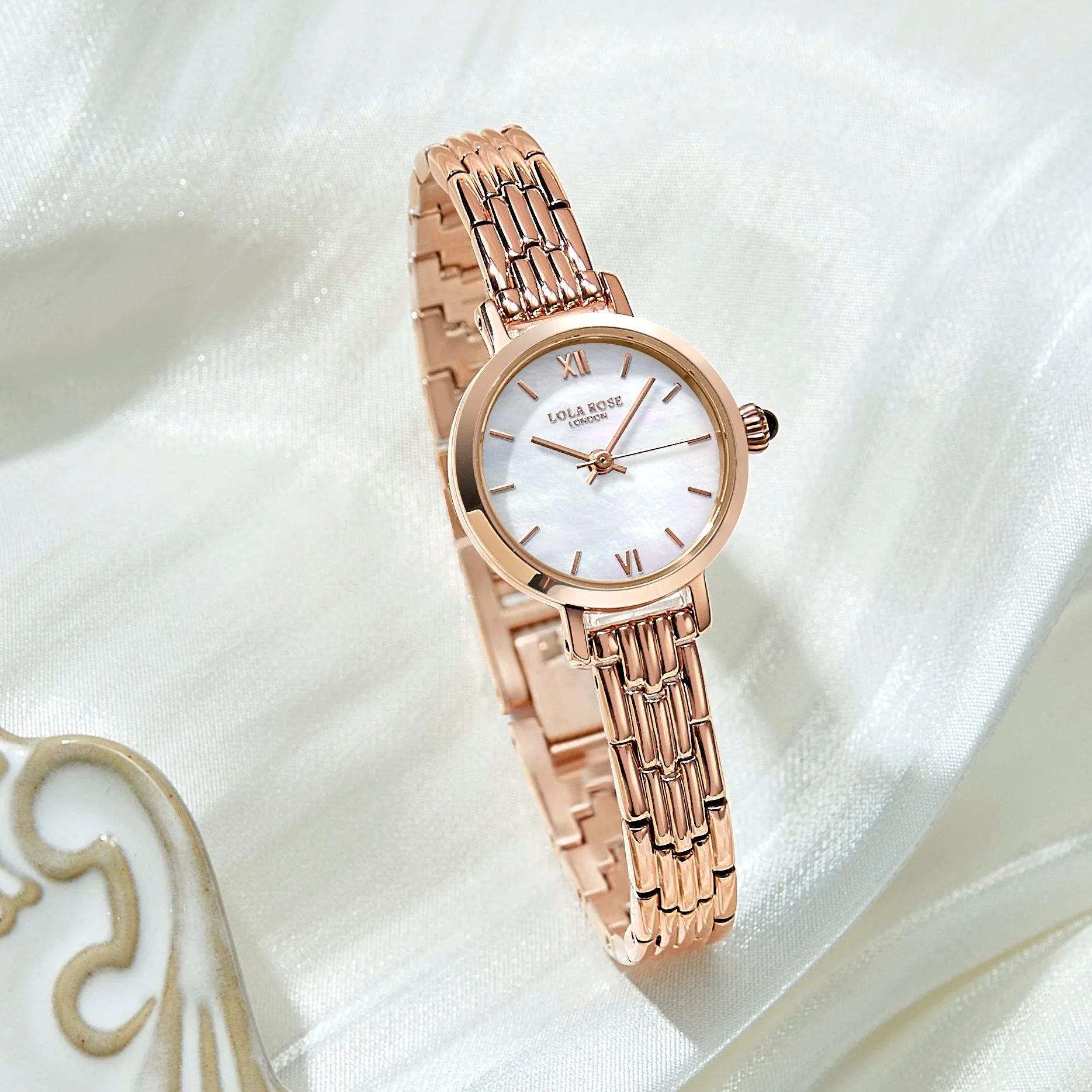 Rose Gold Mother of Pearl Watch - Image 4