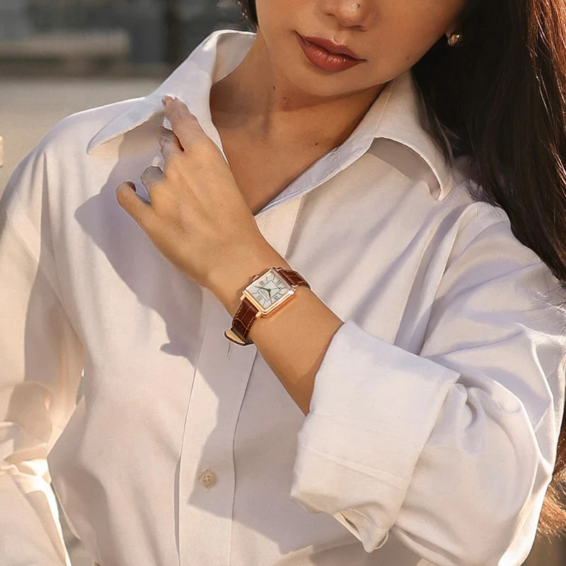New Cube Mother of Pearl Watch (Green hand) - Image 3
