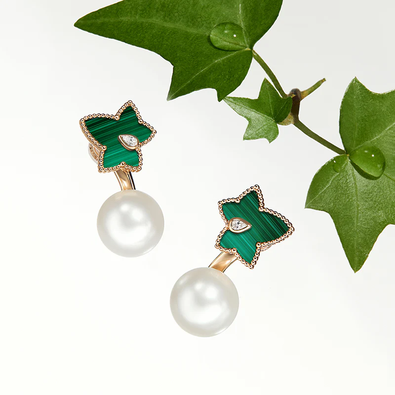 [New In] Malachite Bead Earrings with Pearls - Image 5