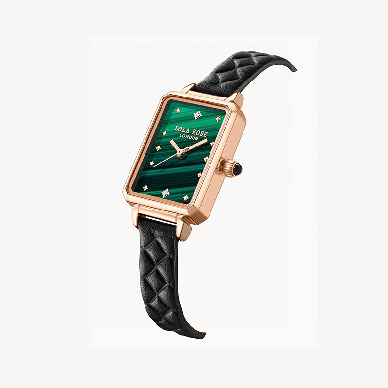 New Malachite Textured Watch with Leather Strap - Image 3