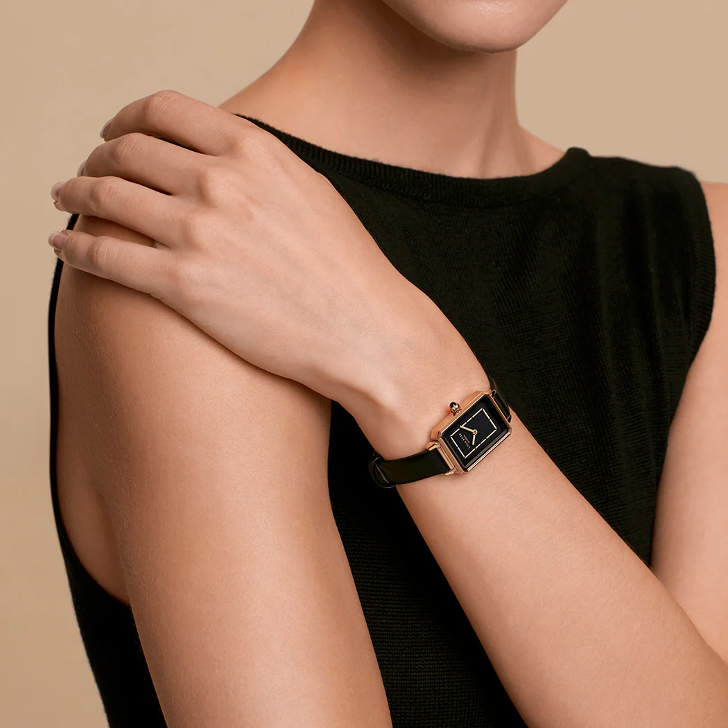 Rose Gold Black Onyx Watch - Image 3
